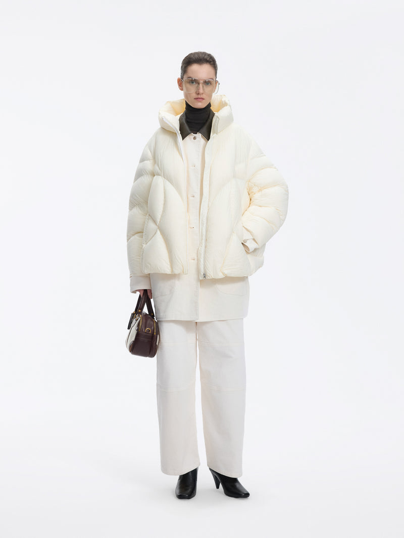 Jacket / JNBY Oversized Hooded Down Puffer Ivory White