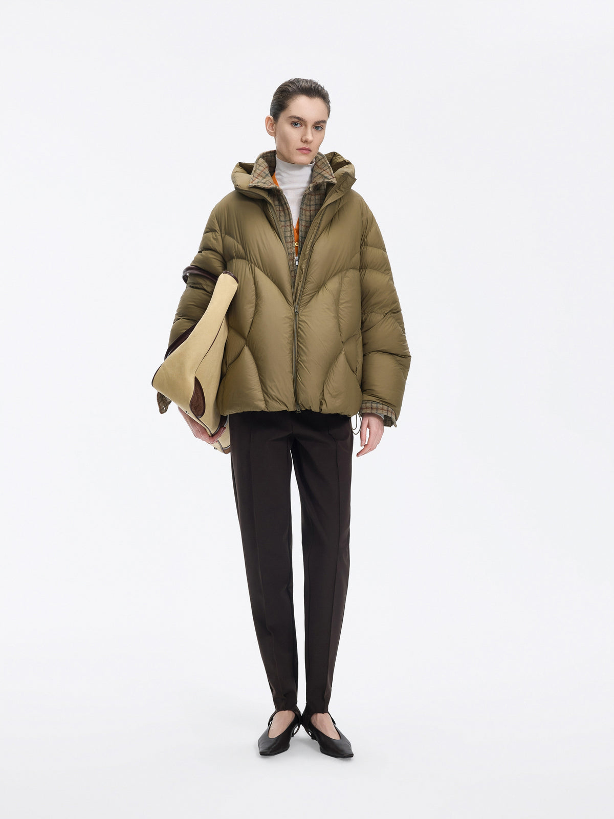 Jacket / JNBY Oversized Hooded Down Puffer Yellow-Green Khaki