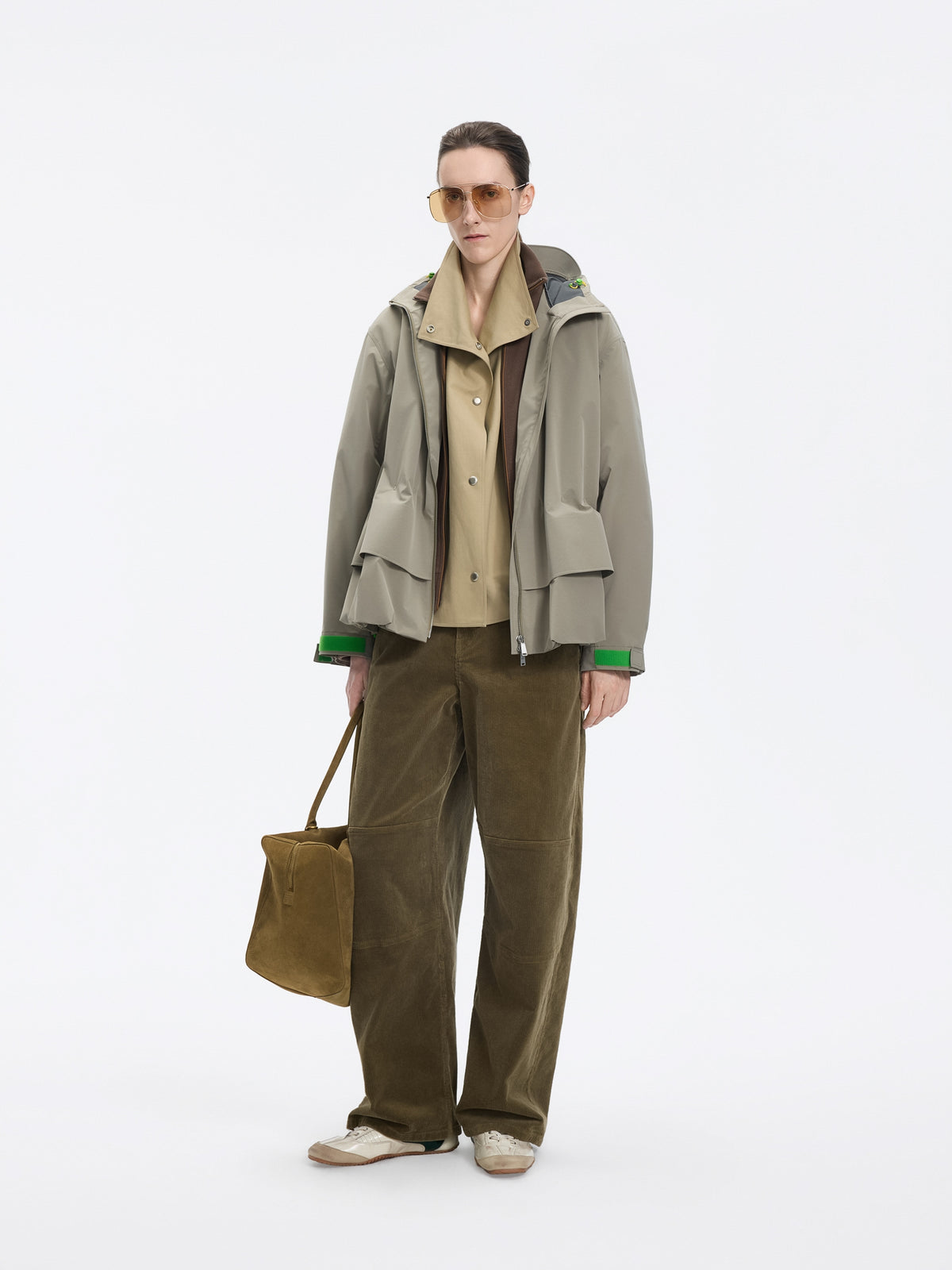 Pants / JNBY Cotton Corduroy Wide Leg Cargo Pants Tea Khaki