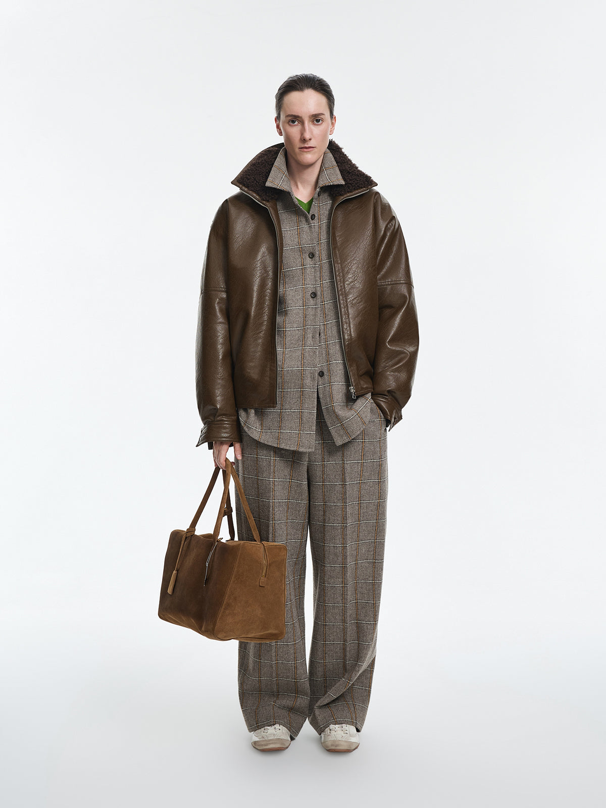 Jacket / JNBY O-Shape Faux Leather Jacket Dark Brown