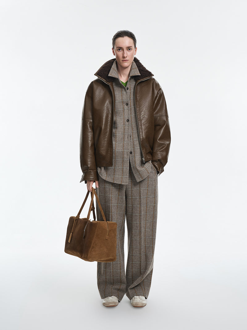 Jacket / JNBY O-Shape Faux Leather Jacket Dark Brown