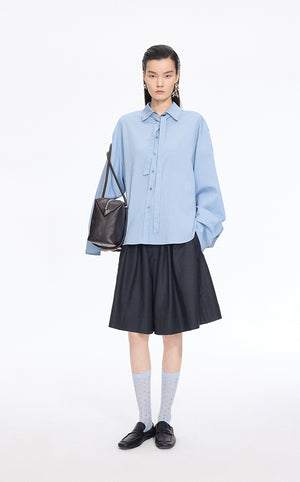 Shirt / JNBY Textured Oversized Long Sleeve Shirt Blue