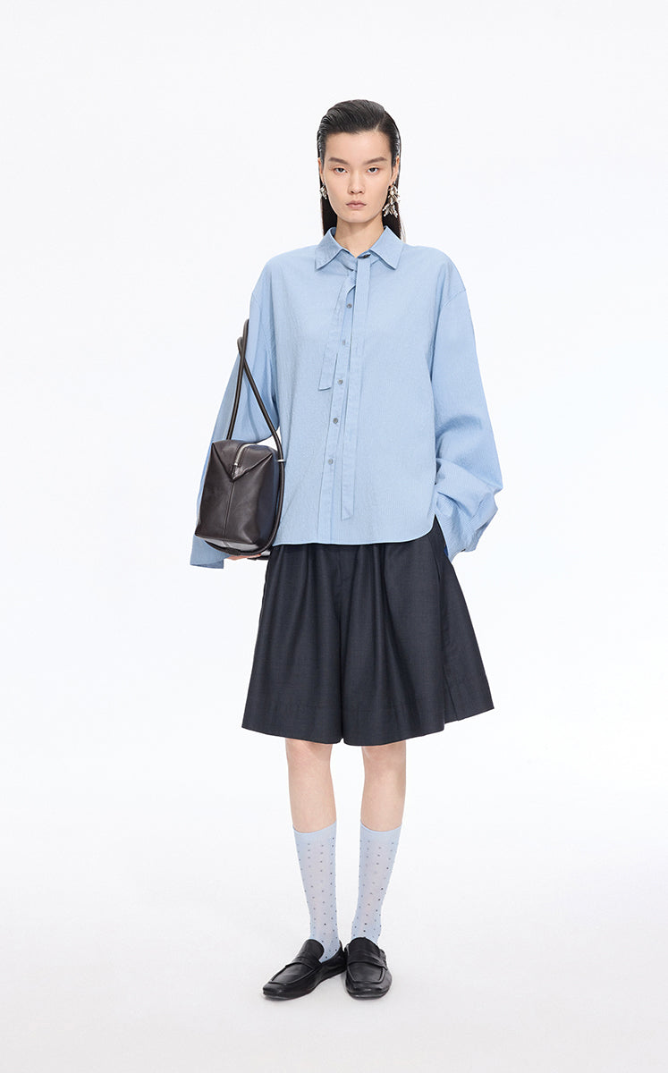 Shirt / JNBY Textured Oversized Long Sleeve Shirt Blue