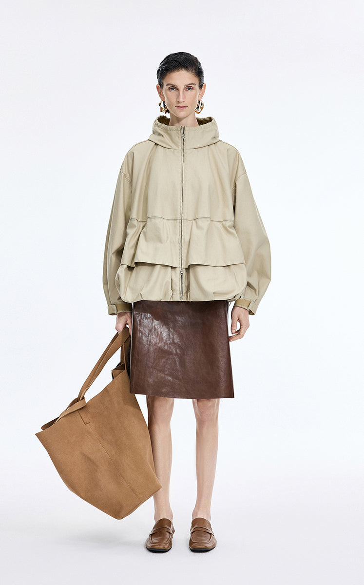 Jacket / JNBY Retro Oversized Fit Cotton Jacket Green Kahaki