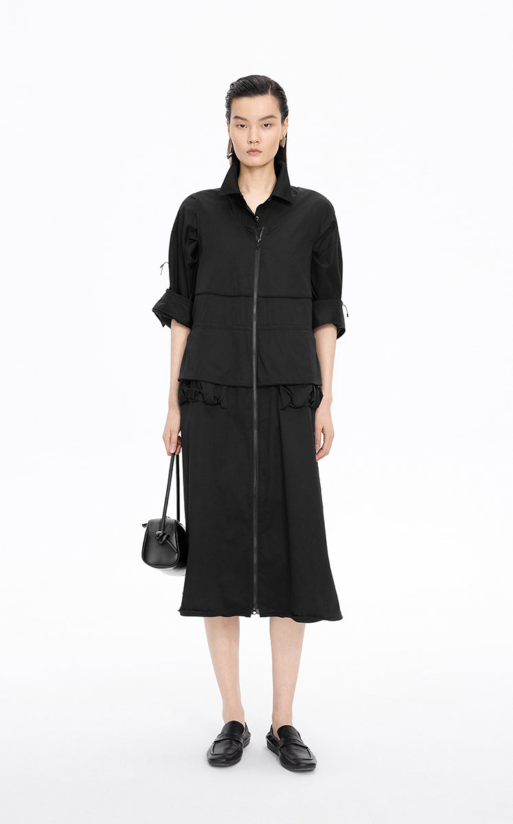 Dress / JNBY Cotton Blend A-Line Sleeveless Dress Black