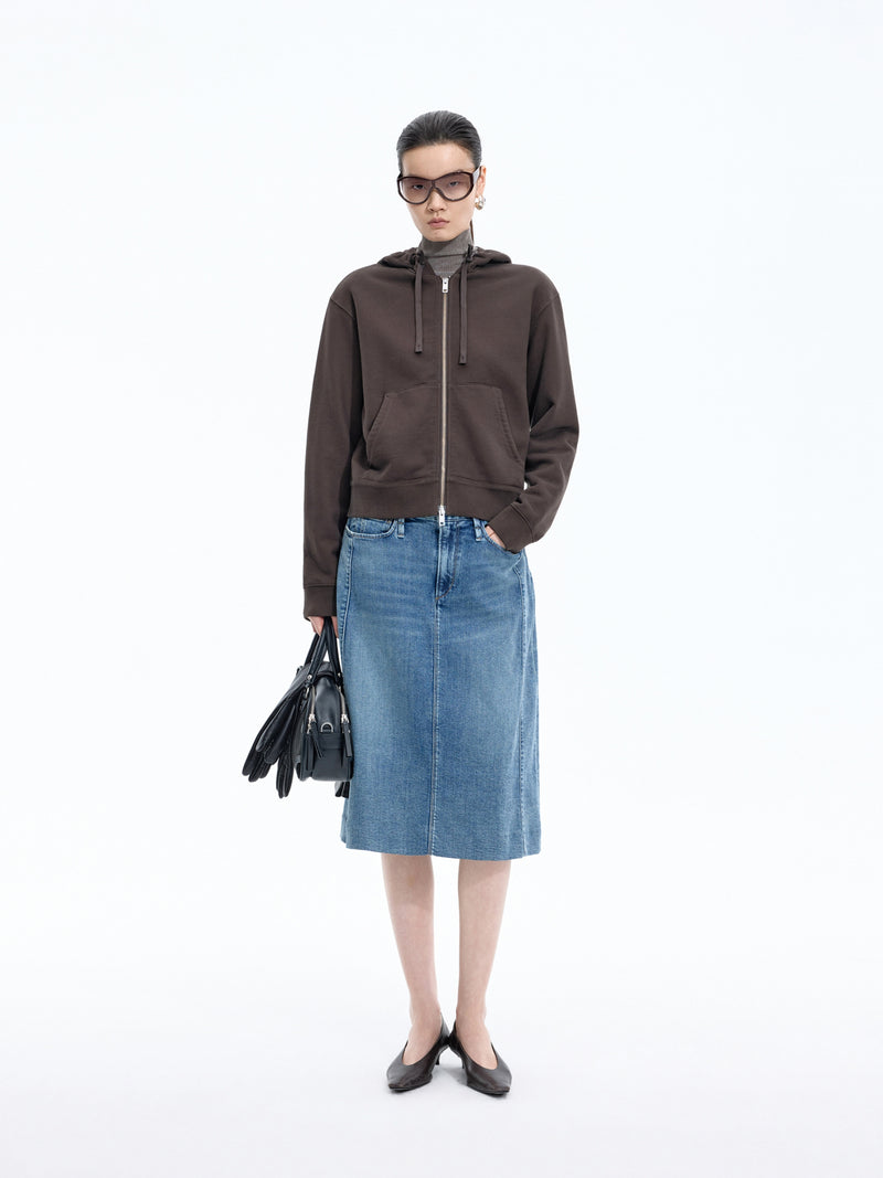 Skirt / JNBY Cotton A-Line Midi Denim Skirt