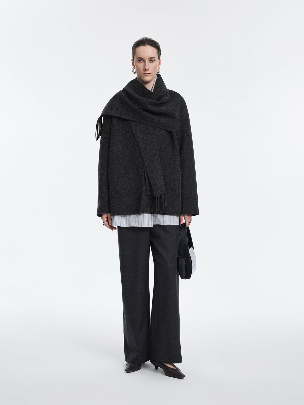 Coat / JNBY Wool Blend Double-Face Short Coat Medium Heather Gray