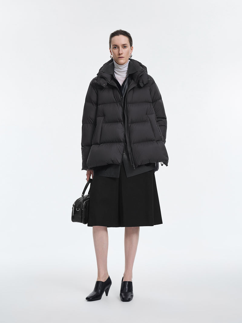 Coat / JNBY A-Line Down Puffer Jacket with Detachable Hood Black