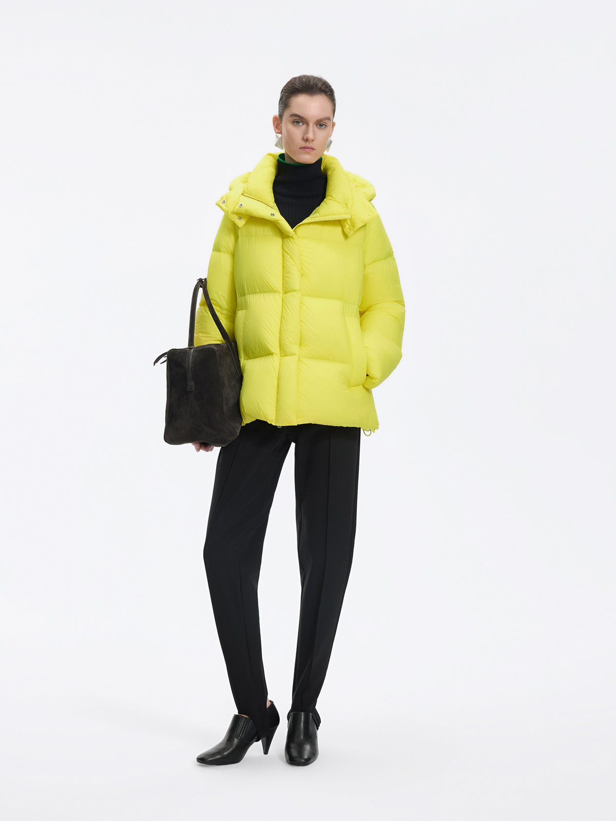 Coat / JNBY A-Line Down Puffer Jacket with Detachable Hood Bright Yellow