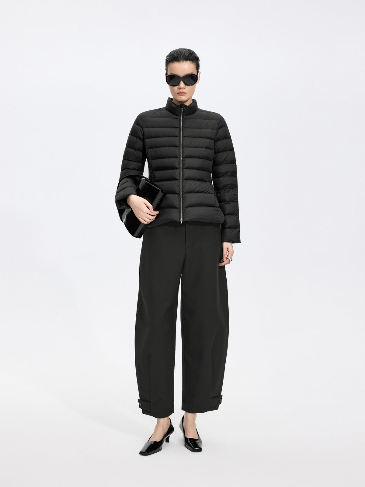 Jacket / JNBY Slim Fit Short Down Jacket with Stand Collar Black