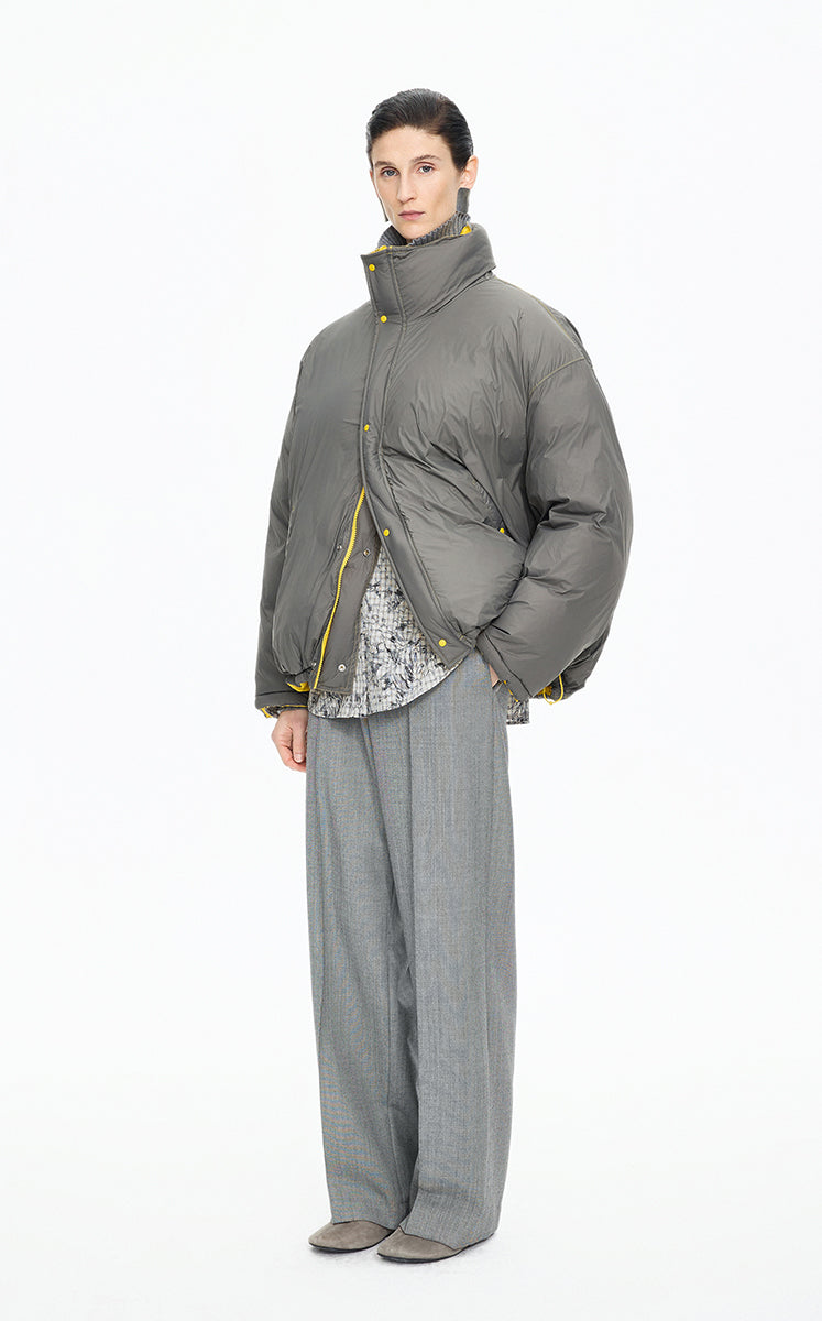 Down Coat / JNBY Oversized Jacquard Mid-Length Down Coat