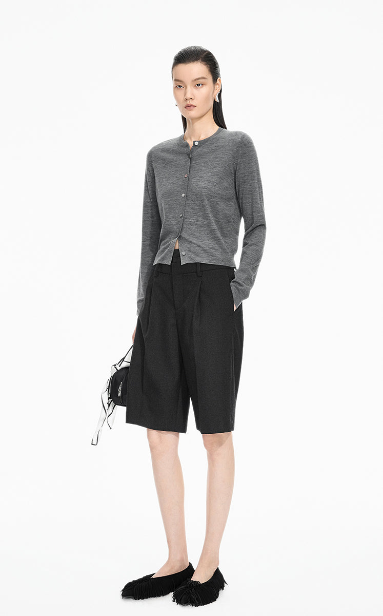 Sweater / JNBY Fitted Wool-Blend Knit Cardigan
