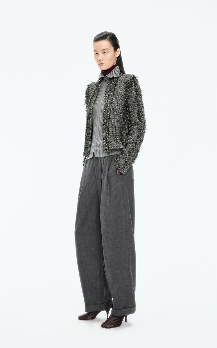 Sweater / JNBY Cropped Fitted Linen Blend Cardigan