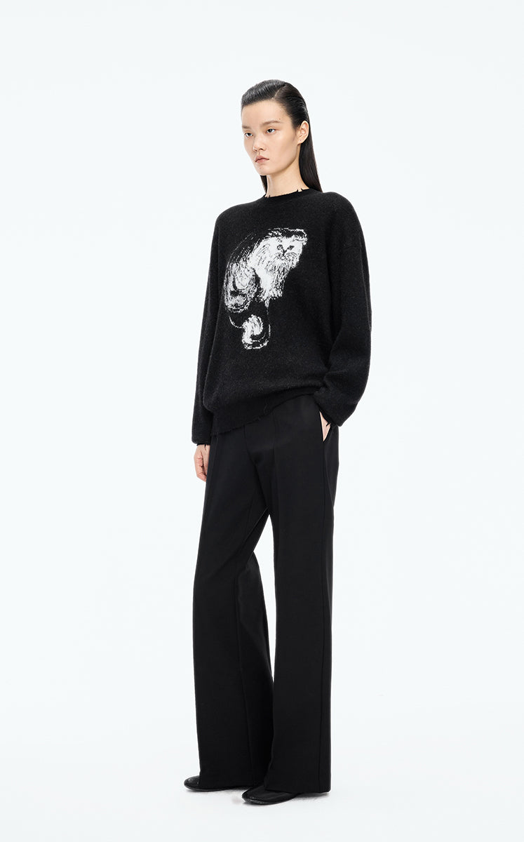 Sweater / JNBY Cat Motif Mohair Blend Pullover