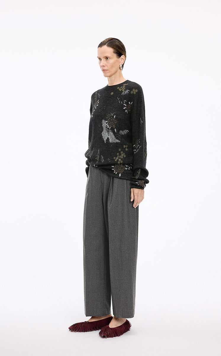 Sweater / JNBY Botanical Motif Mohair Blend Pullover
