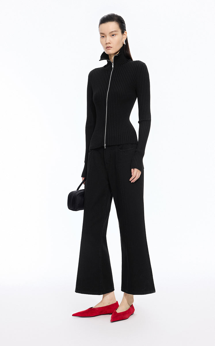 Sweater / JNBY Fitted Wool Blend Cropped Cardigan