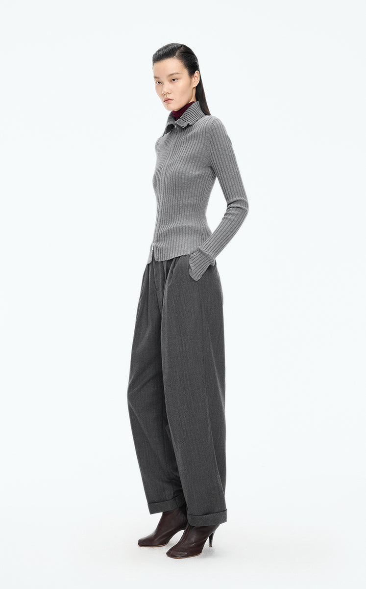 Sweater / JNBY Fitted Wool Blend Cropped Cardigan