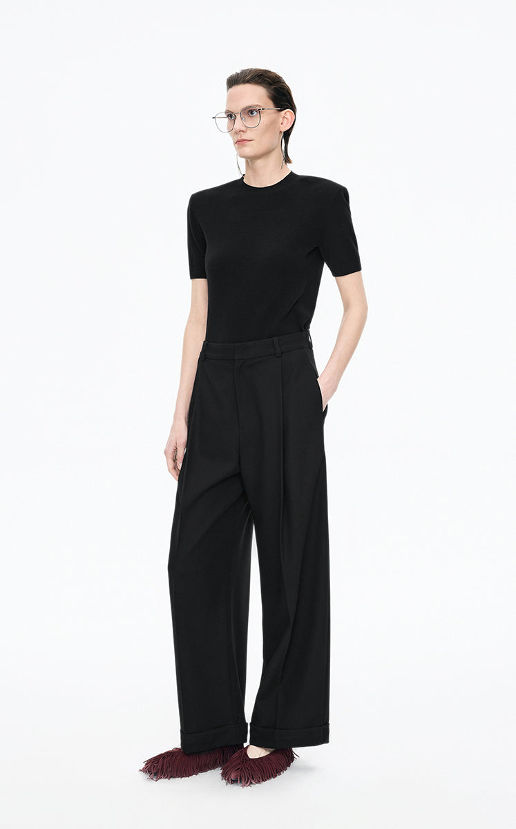 Sweater / JNBY Wool Stretch Short Sleeve Pullover