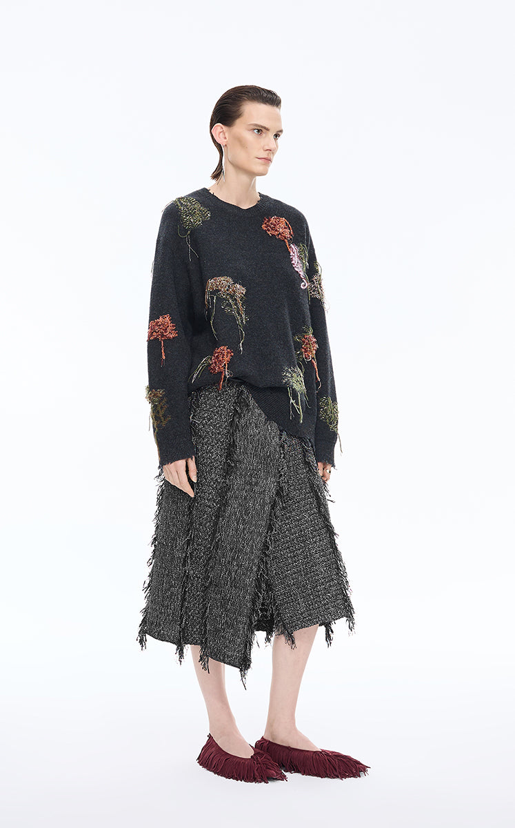 Skirt / JNBY Textured A-Line Midi Skirt