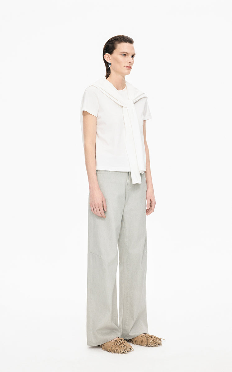 Pants / JNBY Coated Straight-Leg Extra-Long Jeans
