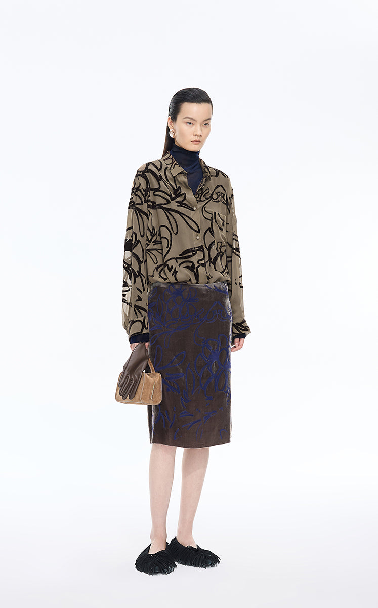 Shirt / JNBY Floral Silk Georgette Base Shirt