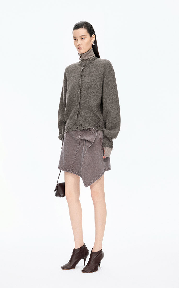 Sweater / JNBY Beaded Trim Cashmere-Wool Blend Cardigan