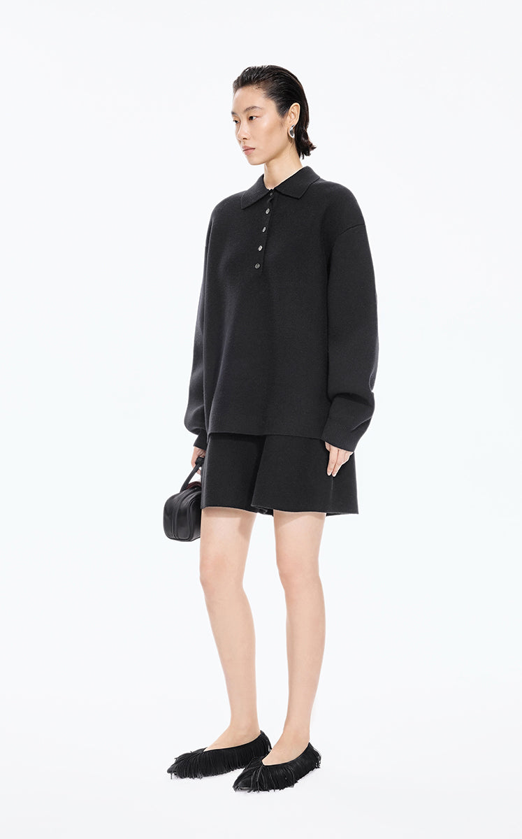 Sweater / JNBY Classic Wool Blend Polo Pullover
