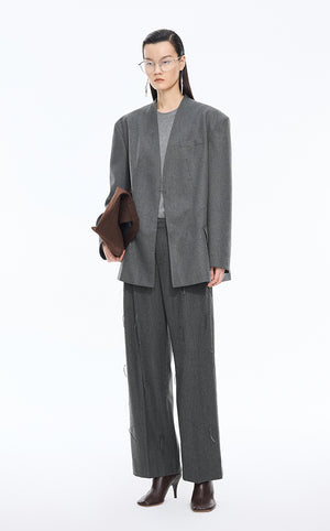 Blazer / JNBY Oversized Wool-Blend Collarless Blazer