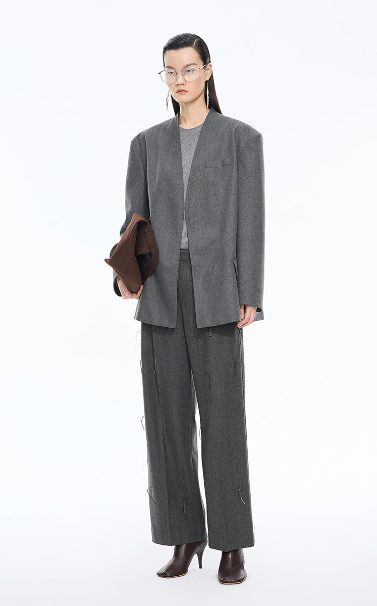 Blazer / JNBY Oversized Wool-Blend Collarless Blazer