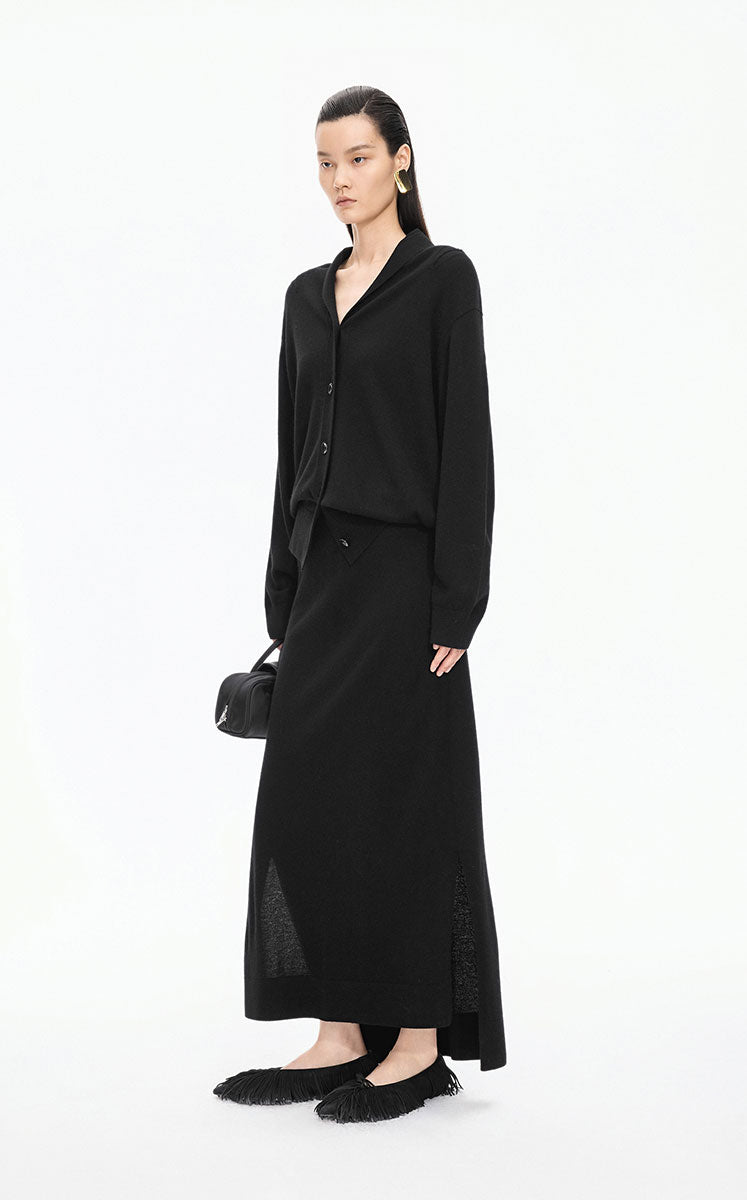 Skirt / JNBY H-Line Wool-Cashmere Long Skirt