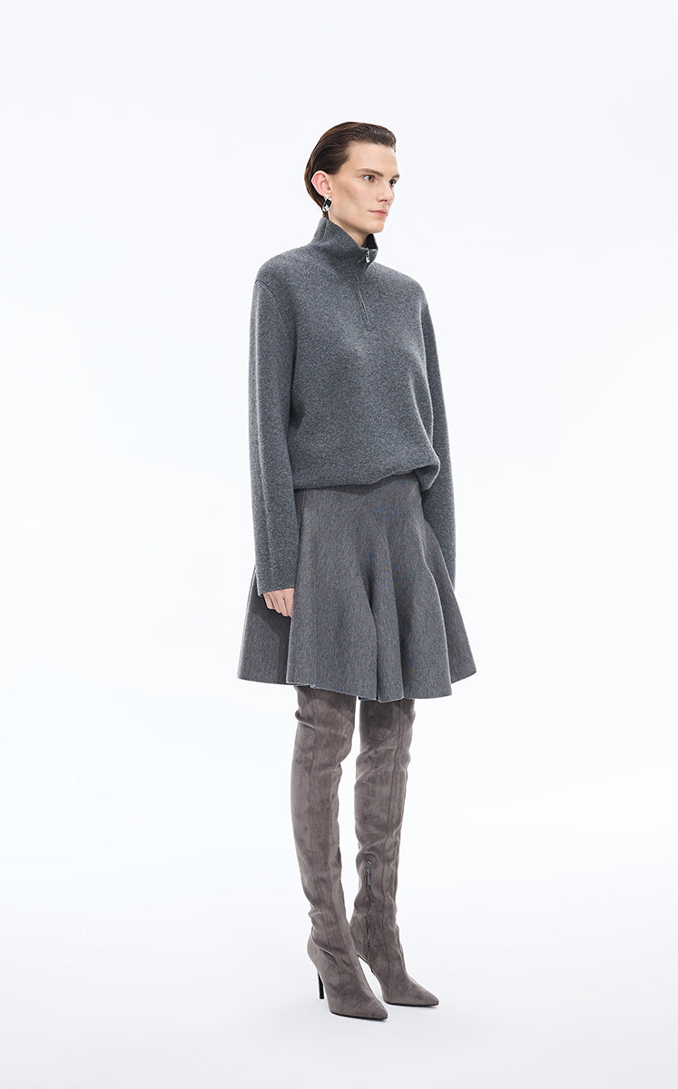 Skirt / JNBY Wool Blend A-Line Mini Skirt