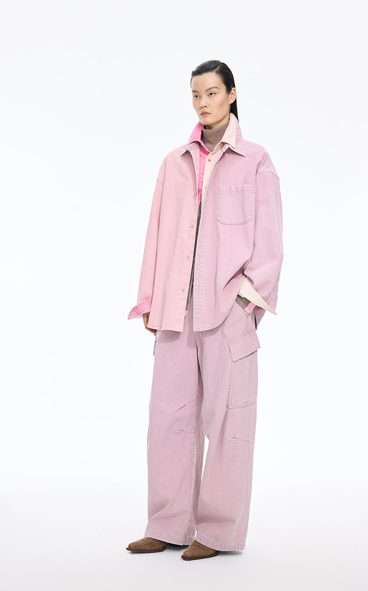 Pants / JNBY Pink Cargo Extra-Long Jeans