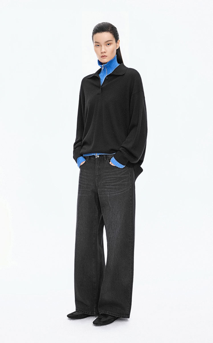 Pants / JNBY Straight-Leg Cuffed Denim Pants