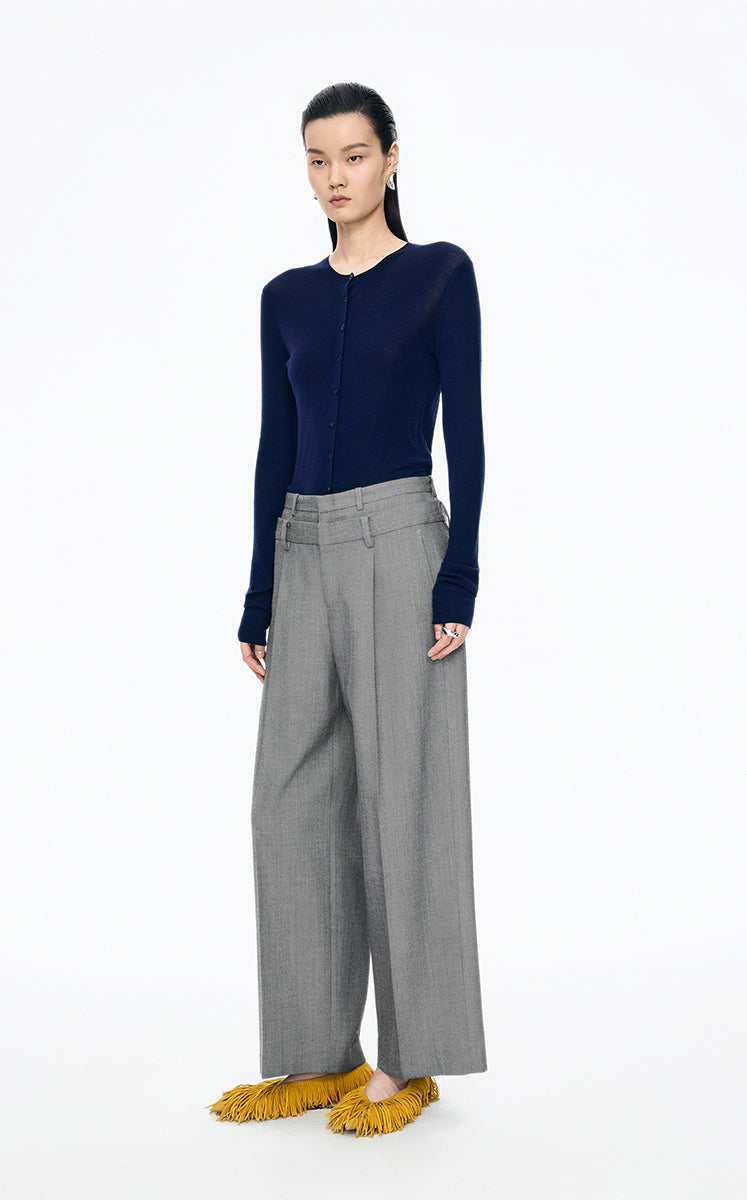 Pants / JNBY Straight-Leg Double-Waist Wool Trousers
