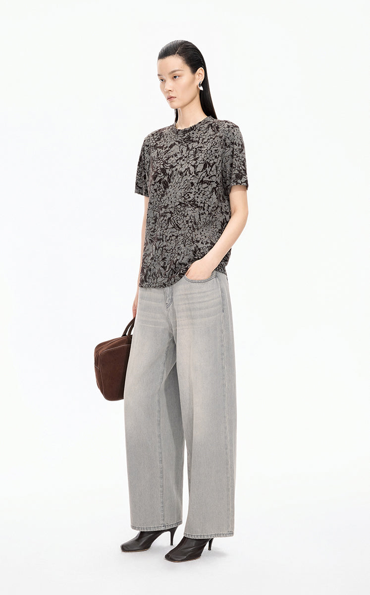 Pants / JNBY Tapered Washed Black Denim Trousers