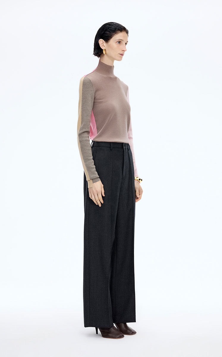 Sweater / JNBY Colorblock Wool Turtleneck Sweater