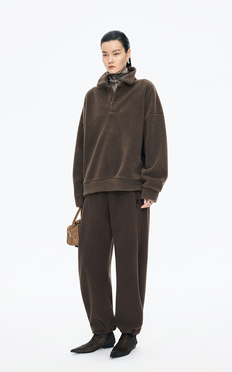 Sweatshirt / JNBY Oversized Fleece Texture Pullover