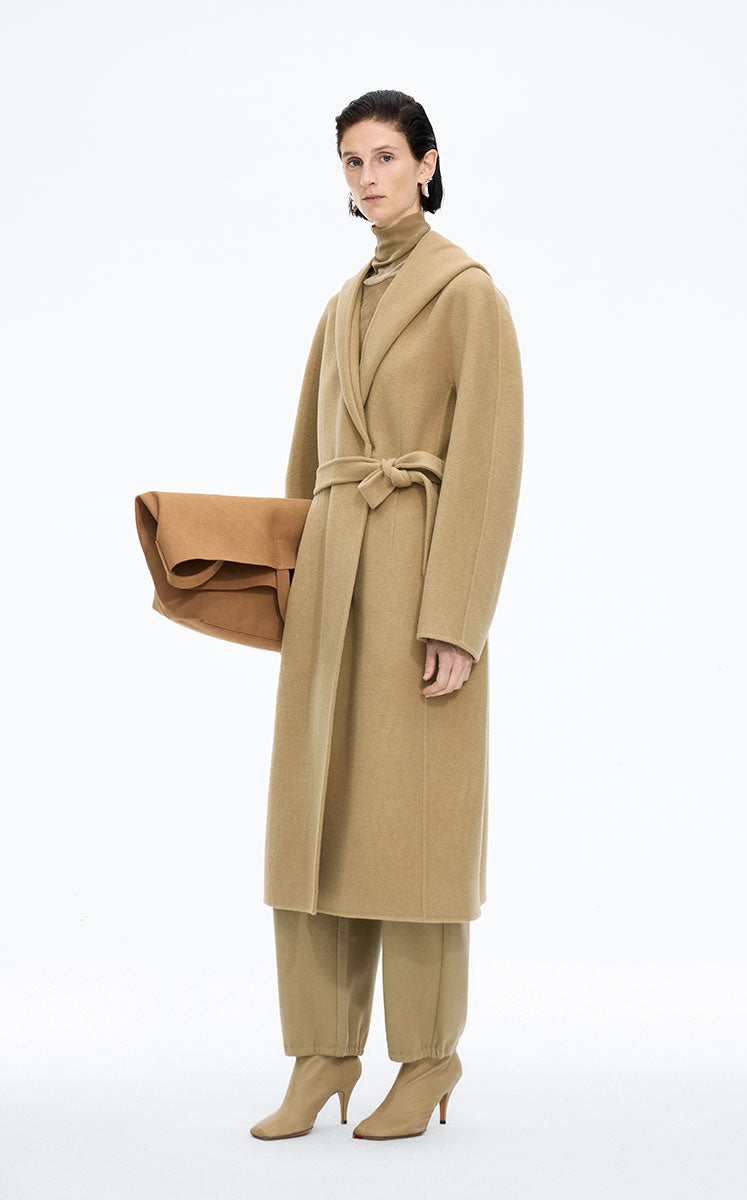 Coat / JNBY Wool Cashmere Hooded Long Coat