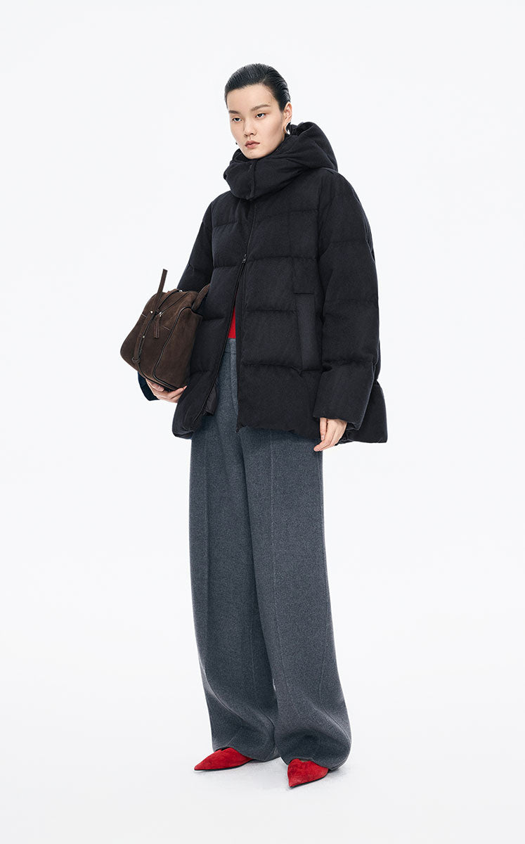 Down Coat / JNBY A-Line Mid-Length Hooded Down Coat