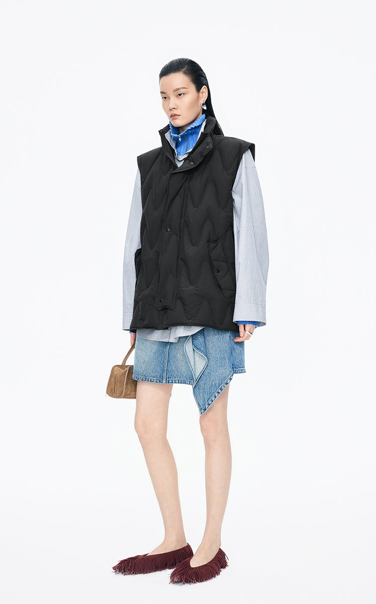 Down Vest / JNBY Oversized Wavy Quilted Down Vest