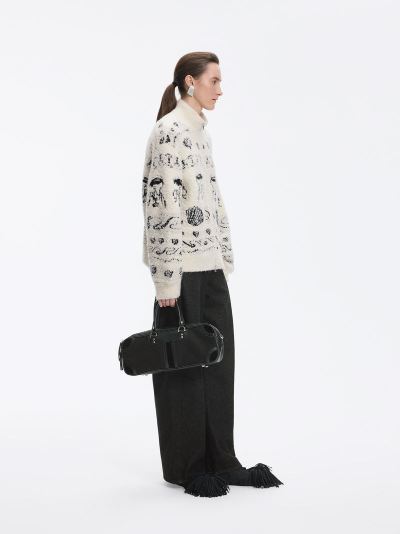 Cardigan / JNBY Alpaca Blend Jacquard Open Front Sweater