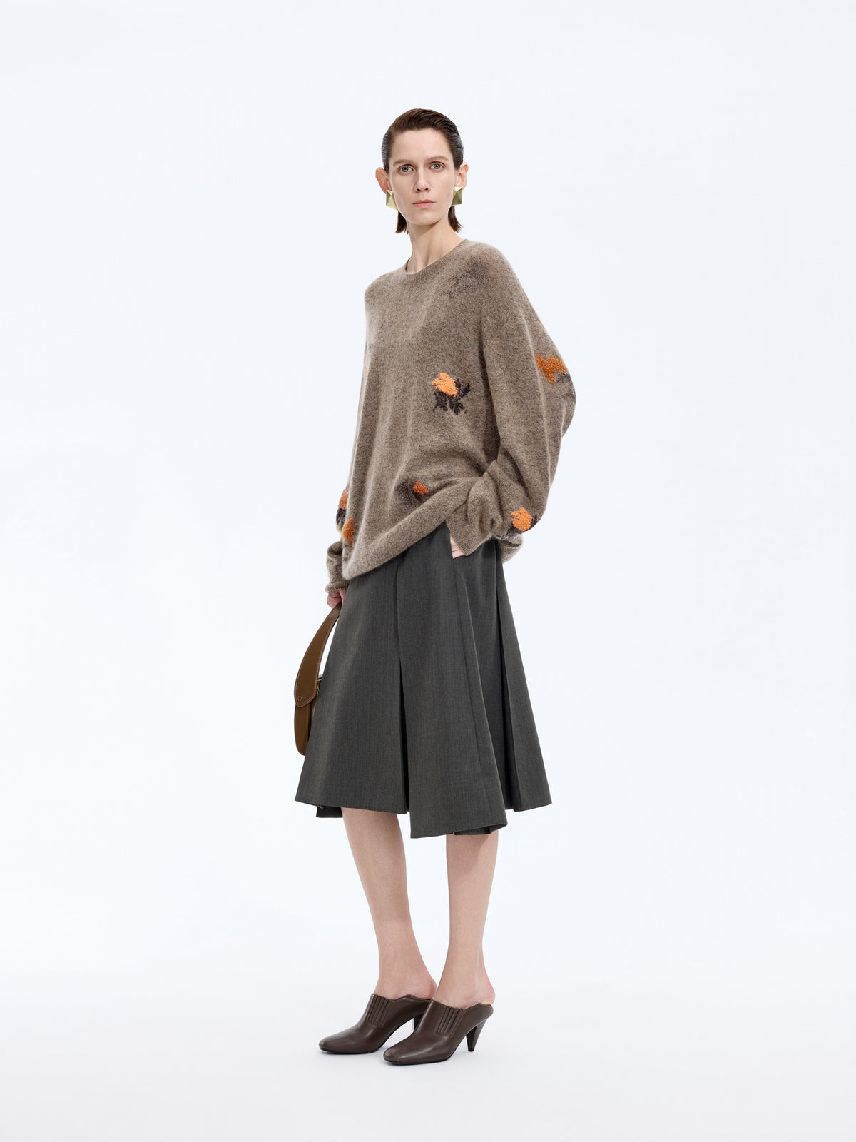Sweater / JNBY Mohair Blend Oversized Floral Jacquard Pullover