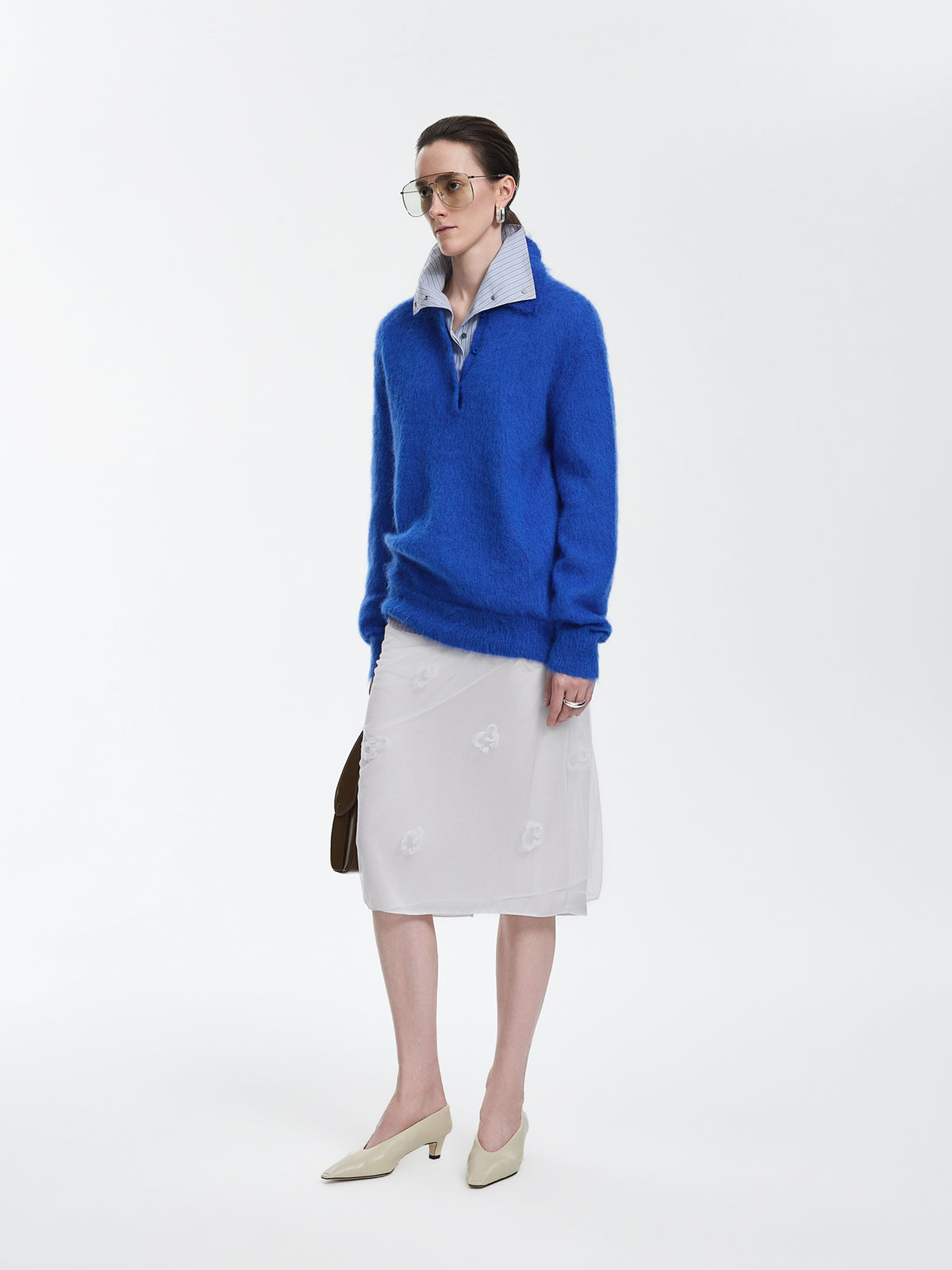 Sweater / JNBY Mohair Wool Blend Collared Pullover