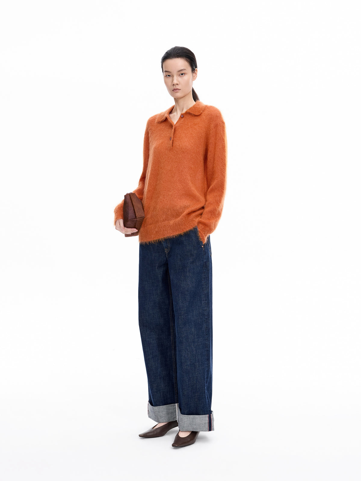 Sweater / JNBY Mohair Wool Blend Collared Pullover
