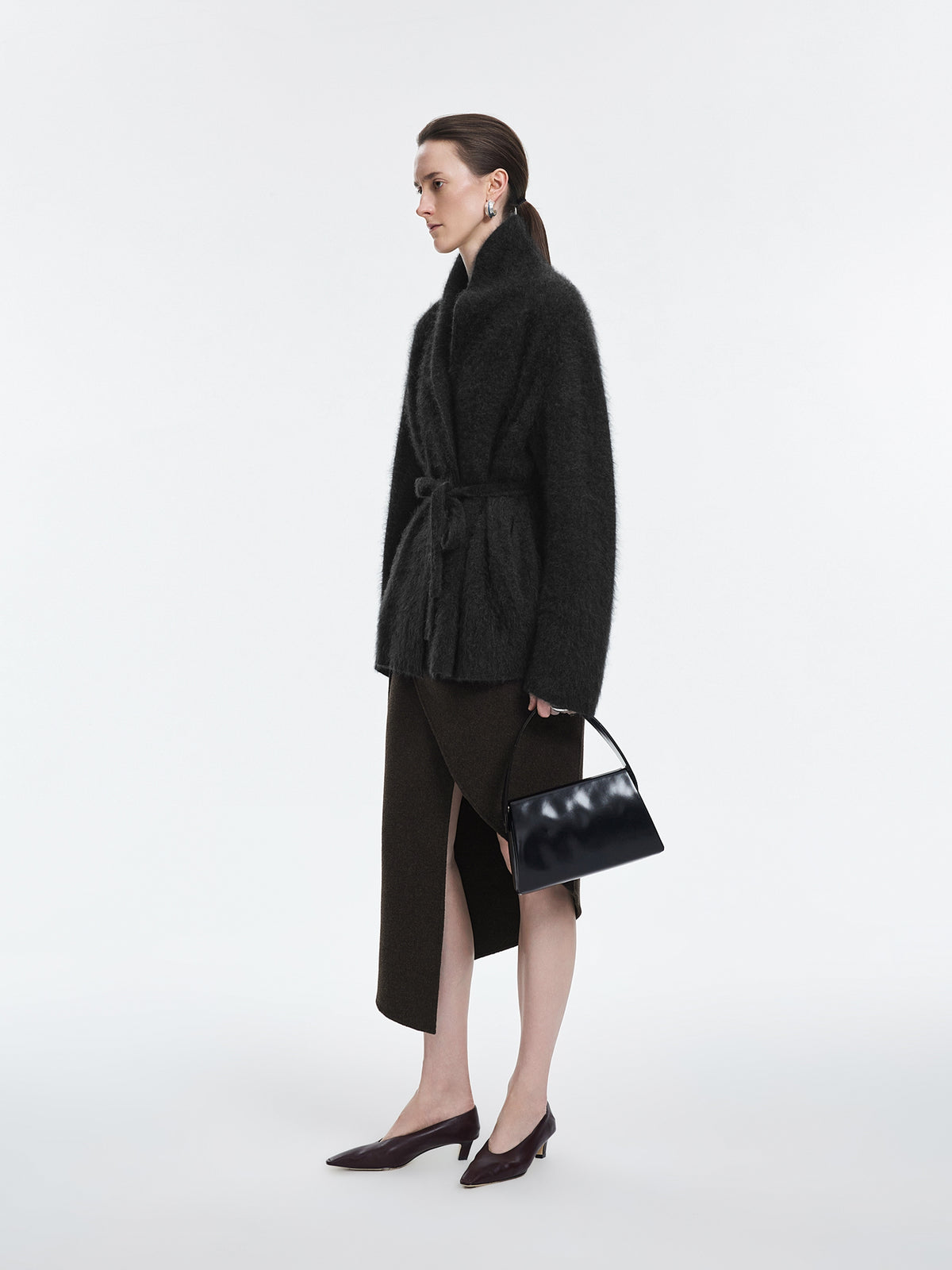 Cardigan / JNBY Wool Cashmere Blend Jacquard Open Front Sweater