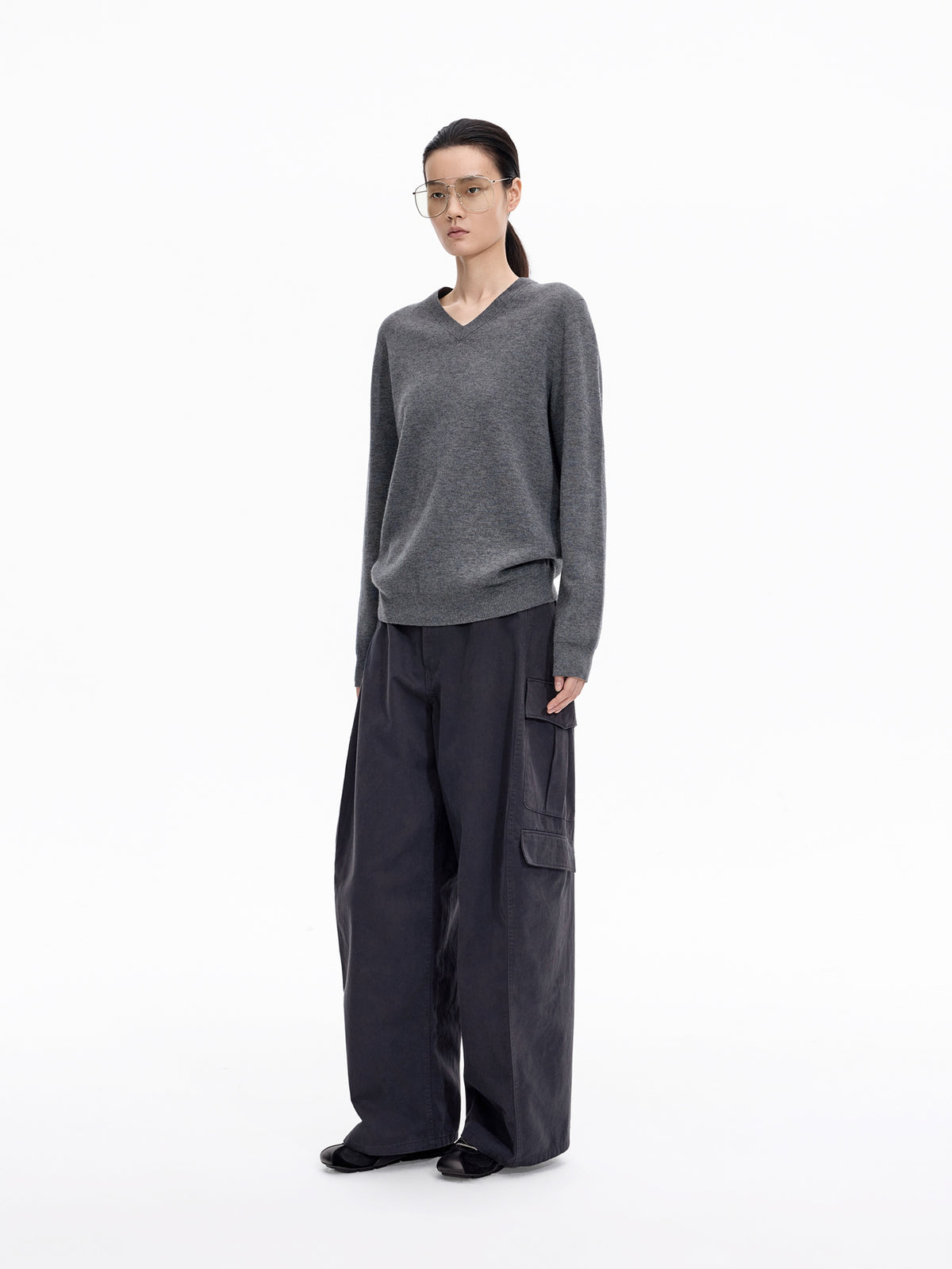 Sweater / JNBY Wool Jacquard V-Neck Pullover