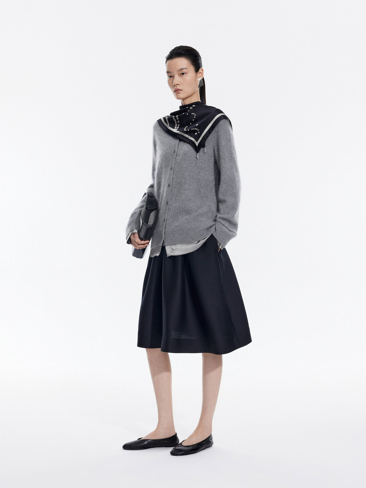 Cardigan / JNBY Wool Cashmere Silk Blend Open Front Sweater