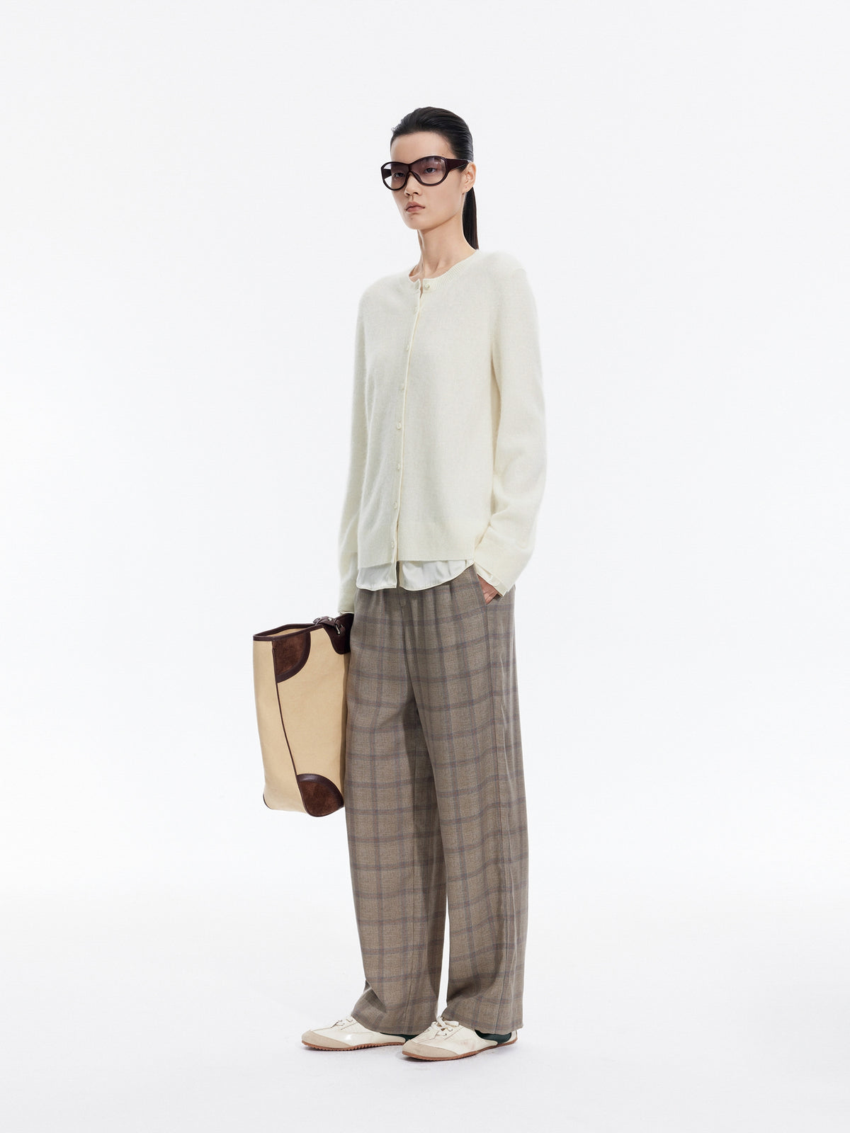 Cardigan / JNBY Wool Cashmere Silk Blend Open Front Sweater