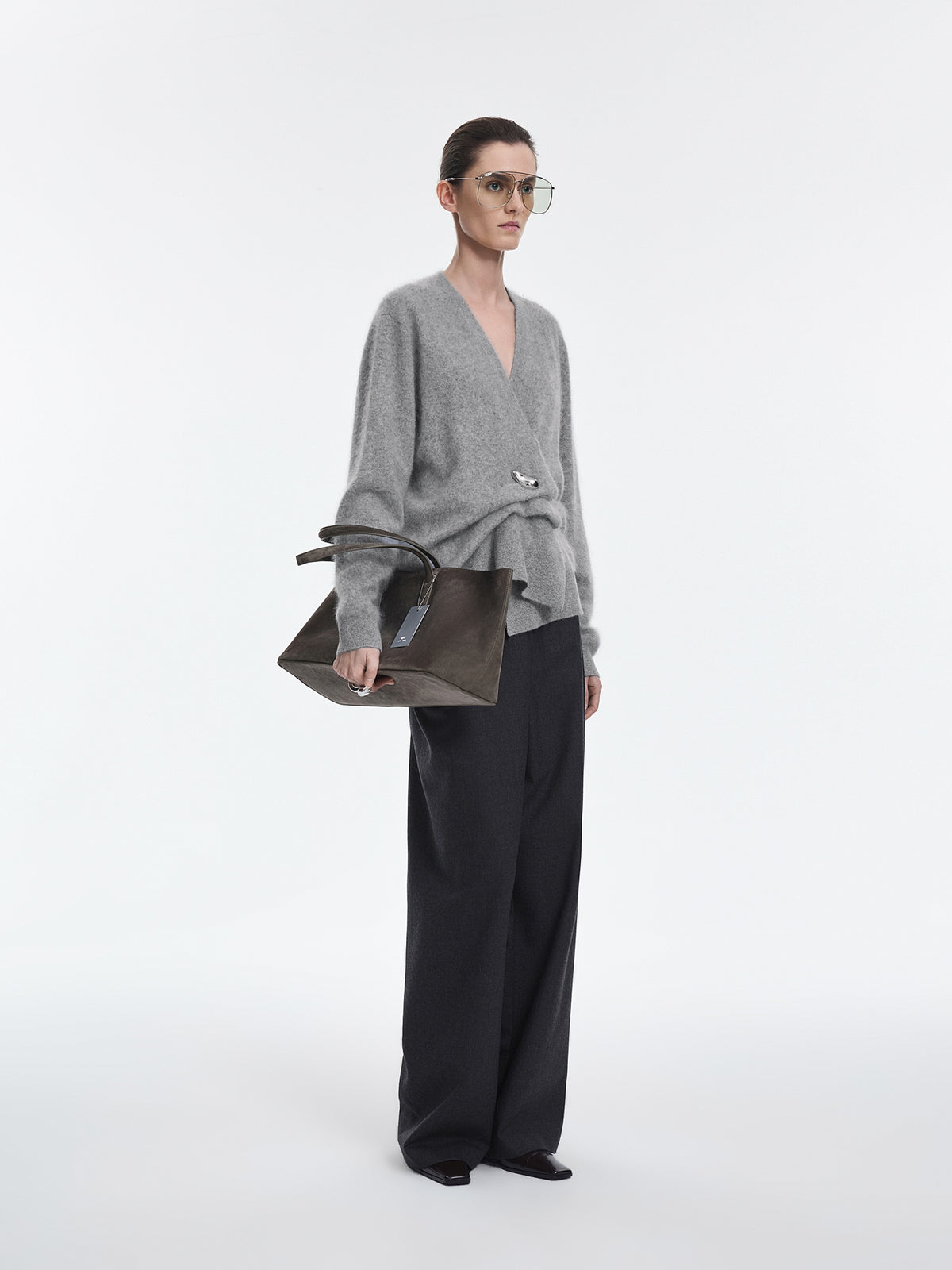 Cardigan / JNBY 100% Wool V-Neck Cropped Sweater