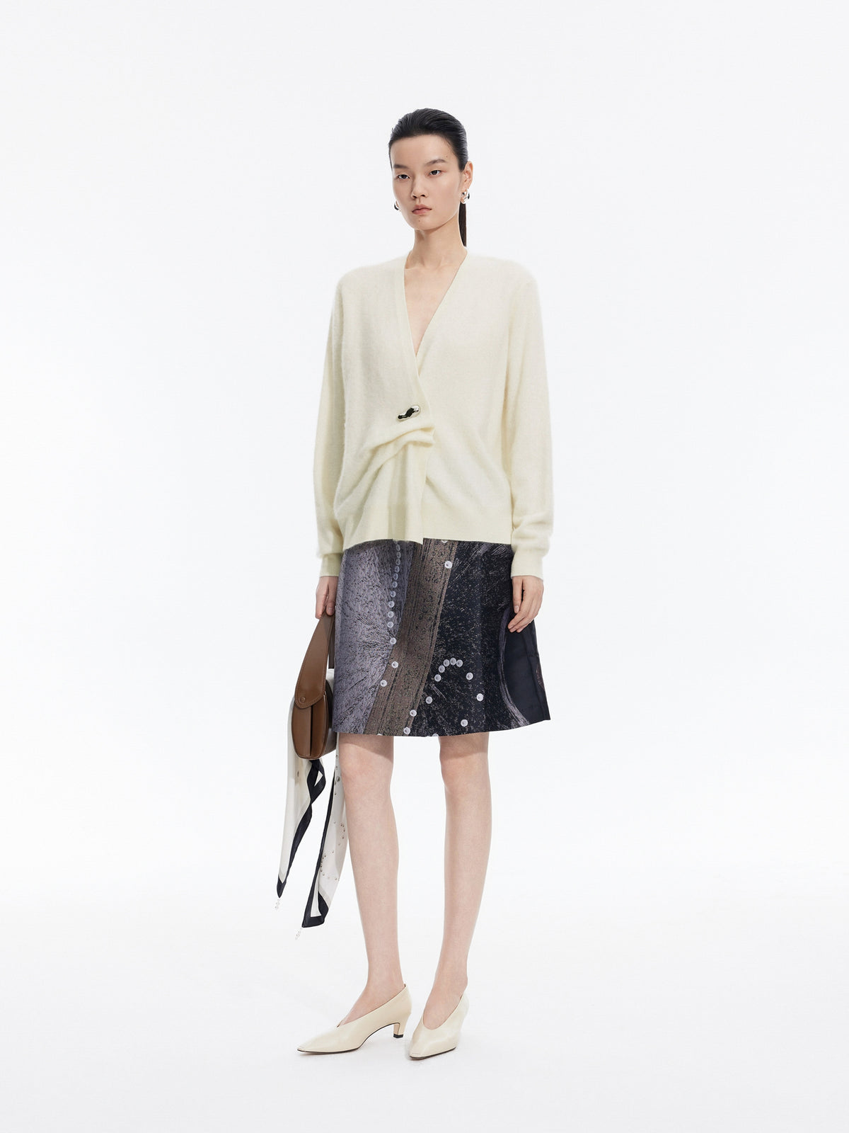 Cardigan / JNBY 100% Wool V-Neck Cropped Sweater